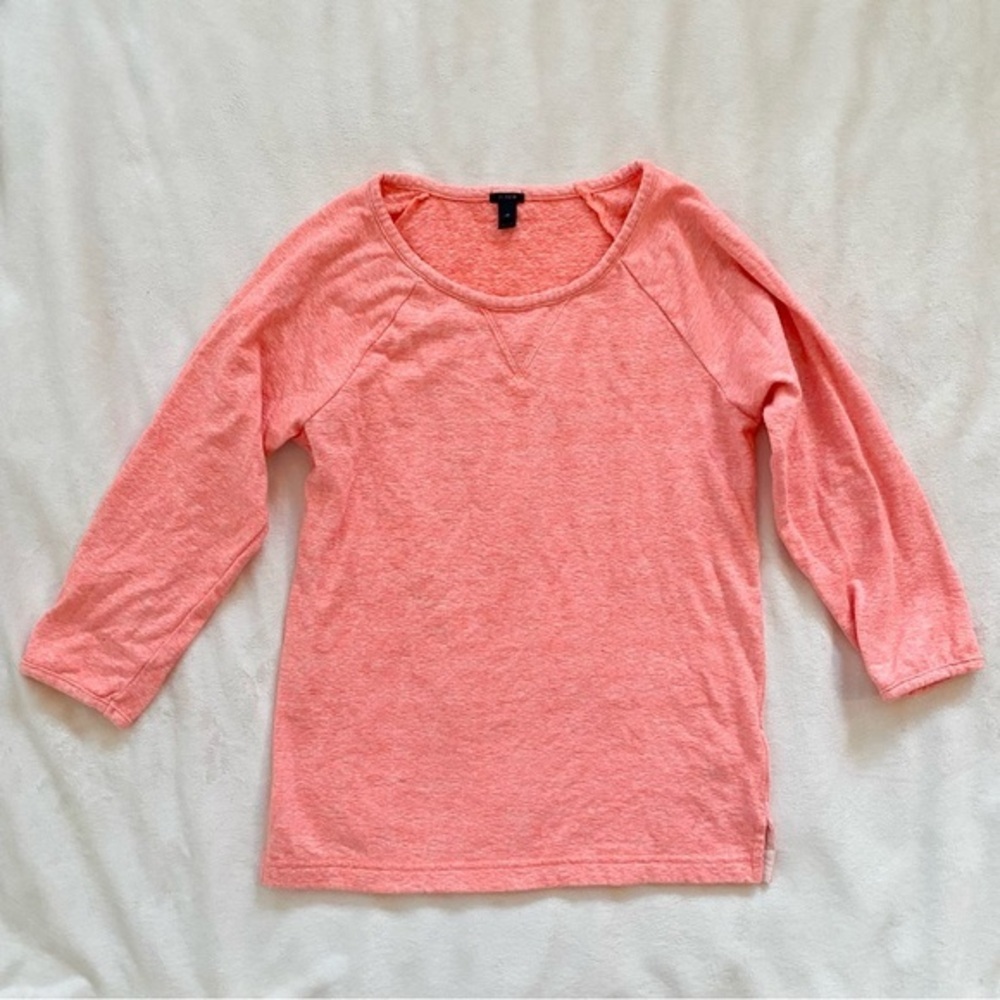 J. Crew Terry Neon Coral/Pink Terry 
 Quarter Sleeve Tee/Sweatshirt
